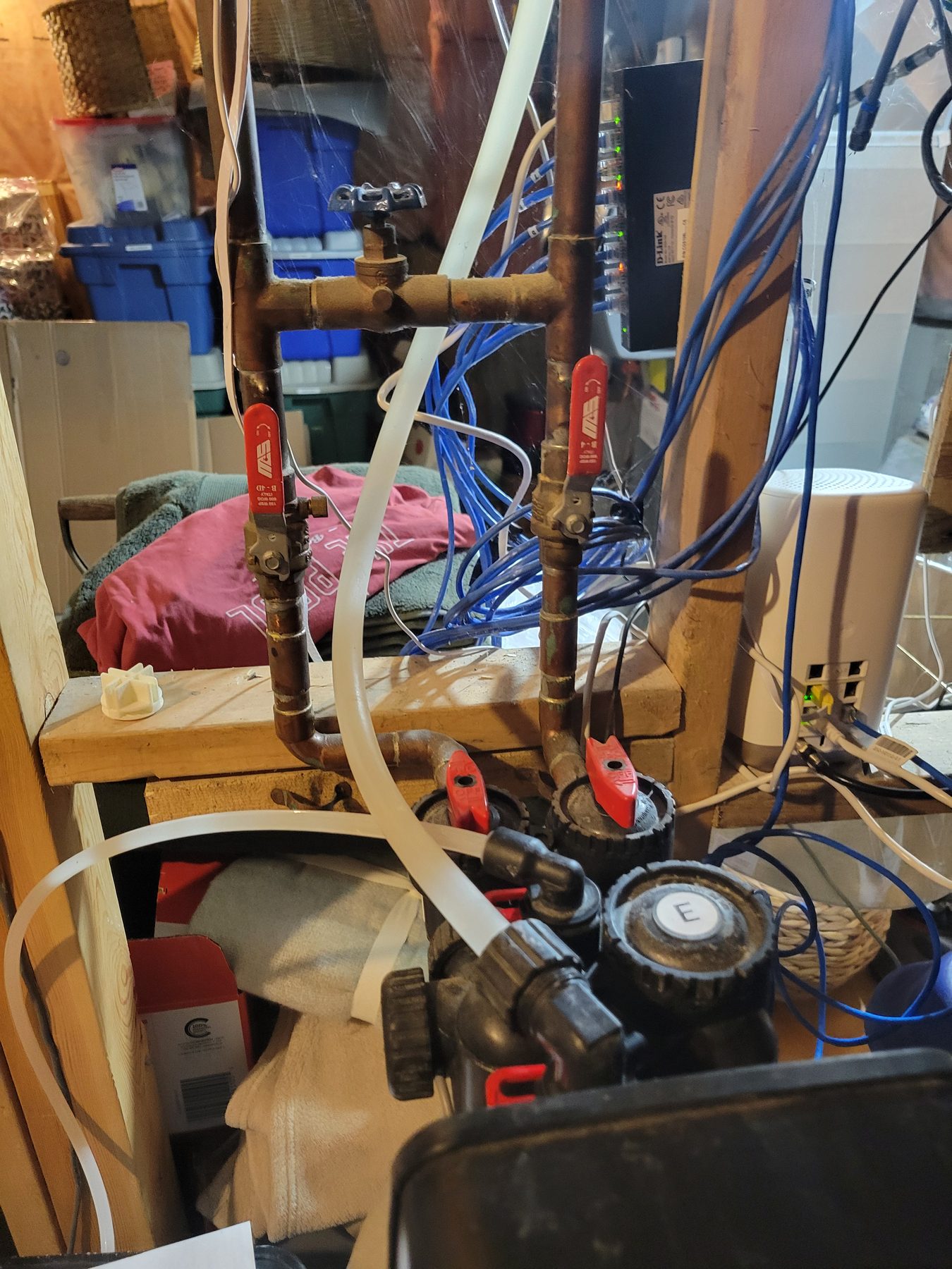 Wall-mounted tankless water heater installed on bare studs