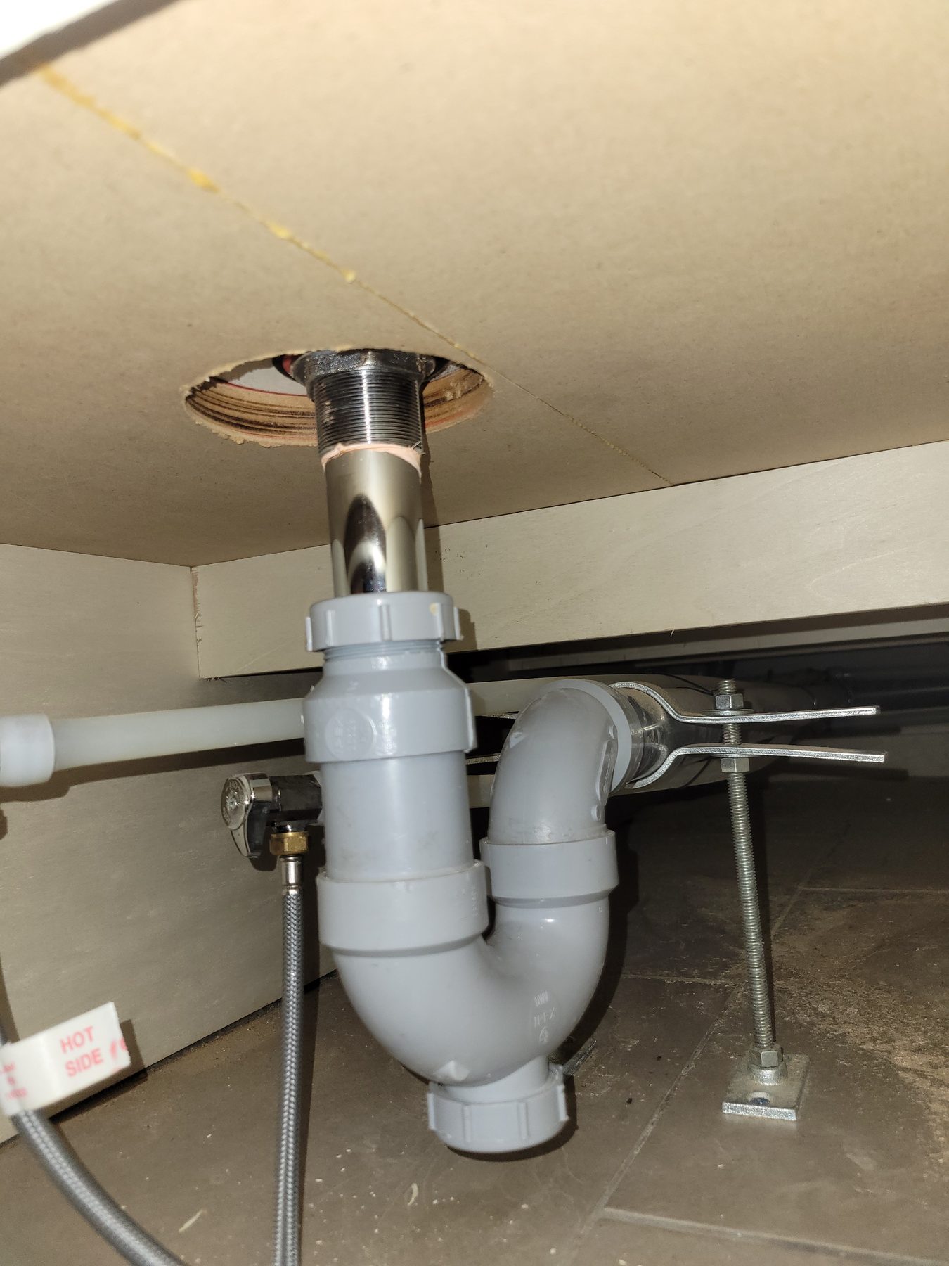 New under-sink P-trap and drain assembly